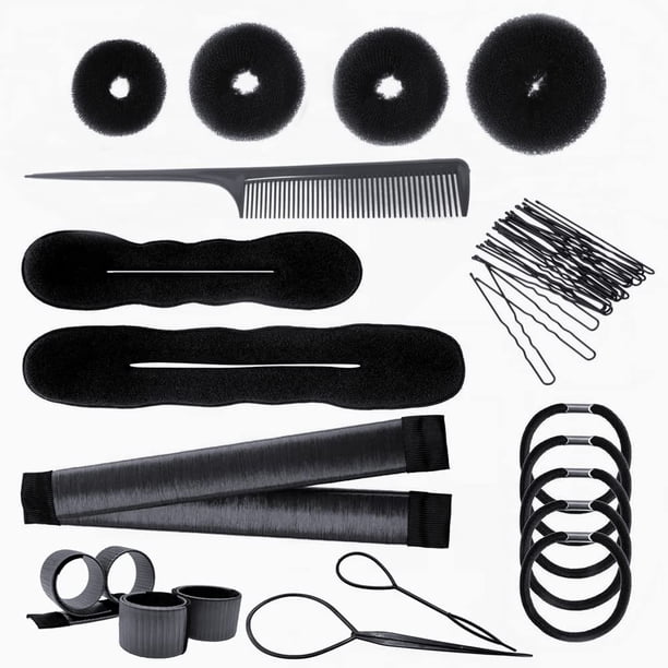 PARFINER - Pinza para hacer moños en el pelo, estilo francés, con peine a presión, bandas elásticas y accesorios para peinar el cabello