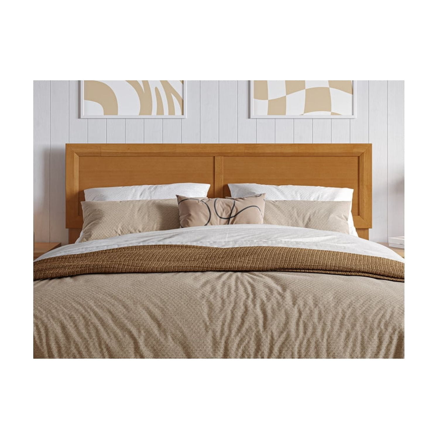 Solid Wood Headboard - Adjustable Panel Design - Light Toffee Finish