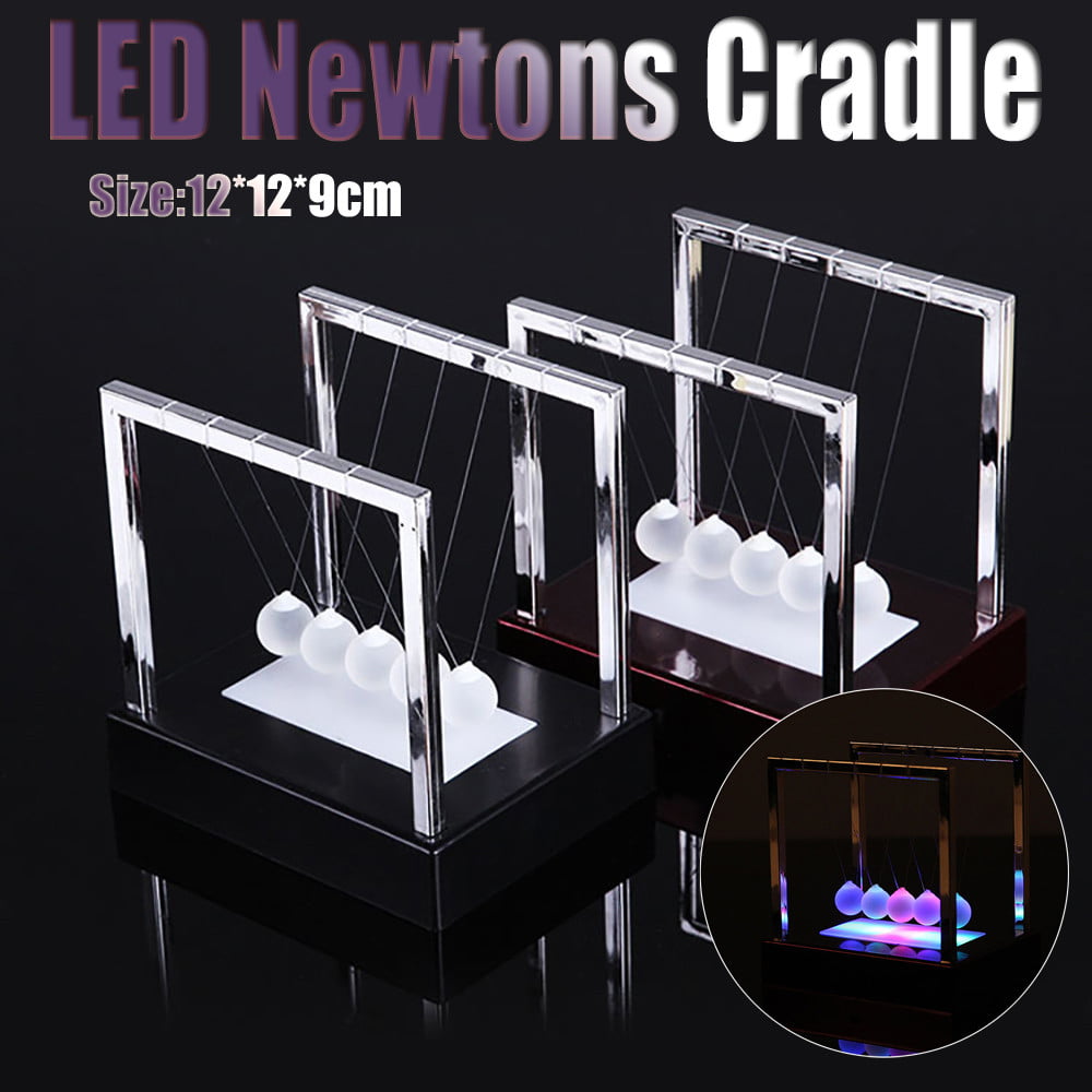 Newtons Cradle LED Light Up Kinetic Energy Home Office Science Toys Home Decor 