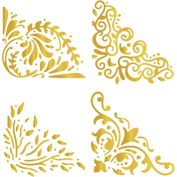 4pcs Corner Lace Flower Lace Silver Hot Foil Plate Dies Stencils for Card Making DIY Scrapbooking Photo Album Decor Embossing Paper Crafts