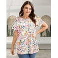 thumbnail image 6 of Ronuti Summer Tops for Women Lady Spring Outfits Lace Tunic Floral Casual Short Sleeves T Shirts Flowy Blouses, 6 of 11