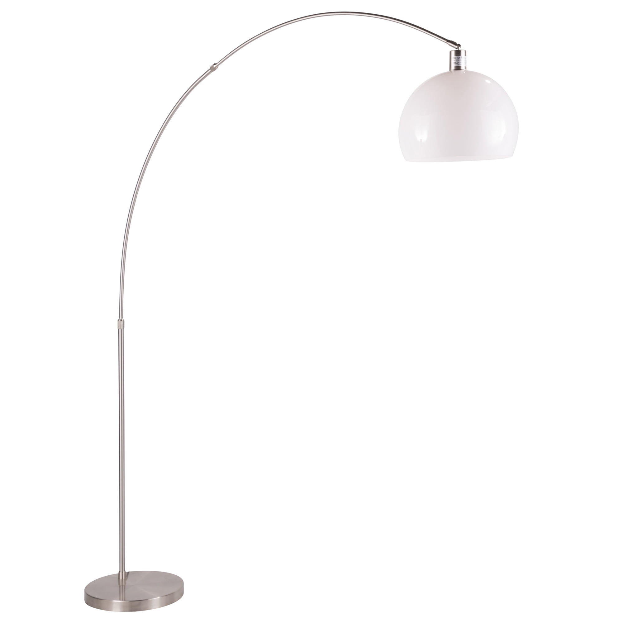 Decco Modern Arched Floor Lamp In Satin Nickel With White Shade By Decco Modern Arched Floor Lamp In Satin Nickel With White Shade By Lumisource
