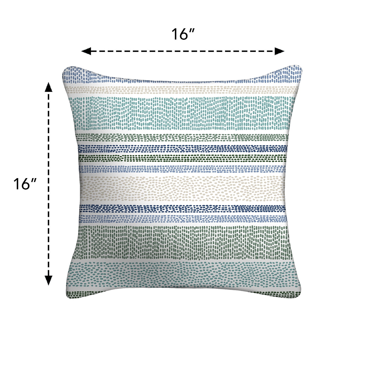 (1 pack) Mainstays 16" x 16" Dotted Stripe Decorative Outdoor Throw Pillow, Blue/Green