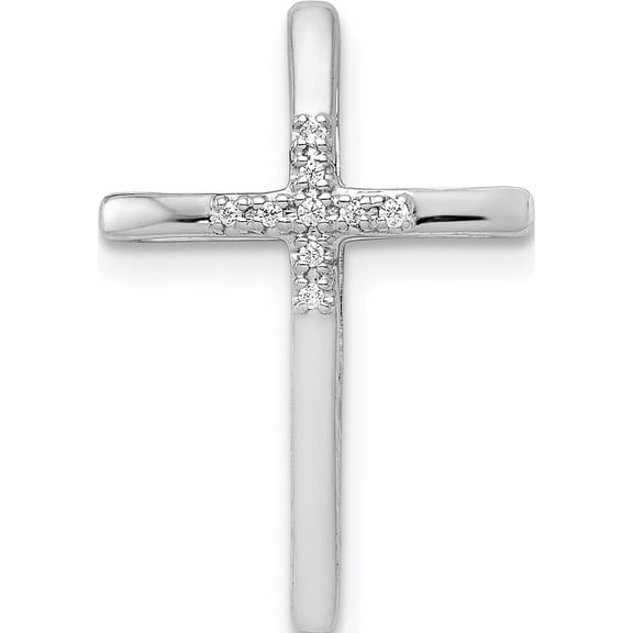 14K White Gold .03Ct. Diamond Cross Chain Slide (20 X 13.5) Made In India pm5009-003-wa