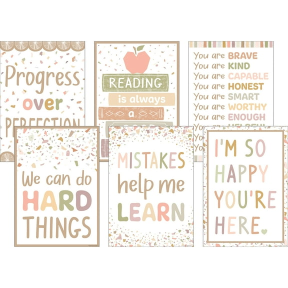 Teacher Created Resources Terrazzo Tones Positive Poster, Set of 6