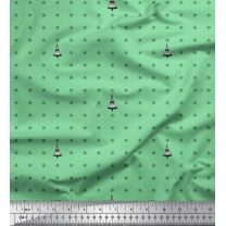 Soimoi Green Cotton Voile Fabric Snowflake & Tree Christmas Fabric Prints By Yard 42 Inch Wide