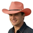 thumbnail image 3 of Kcolen Classic Western Felt Cowboy Cowgirl Hat for Women Men Outdoor Wide Brim Belt Buckle Panama Hat Unisex Rolled up Caps, 3 of 5