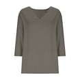thumbnail image 5 of Aofany Women's Casual 3/4 Sleeve Length T-Shirts Tunic Tops V Neck Loose Fit Basic Tee Solid Color Blouse for Work Daily, 5 of 5