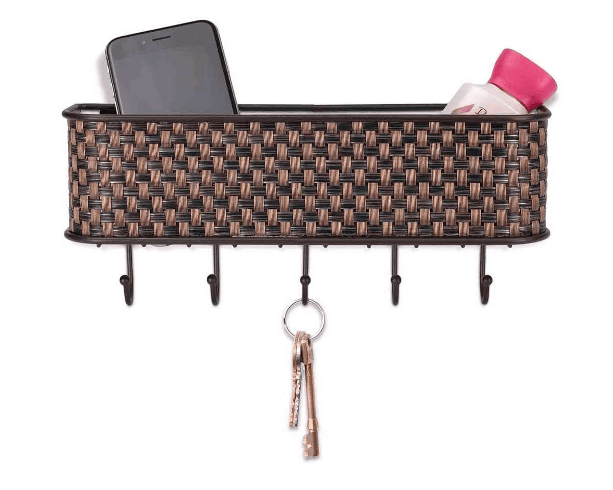 Home Basics Woven Mail Basket & Key Holder