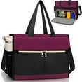 thumbnail image 4 of QAWAEY Lunch Bag For Women 15.6in Laptop Tote With Insulated Lunch Box With Large Cup Holders Compartment For Nurse Teacher Work Office Outdoor(F,Nylon,Spandex), 4 of 9