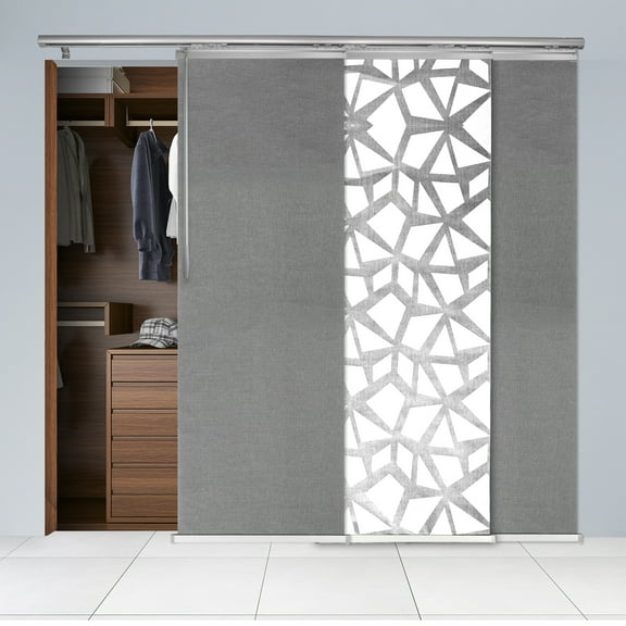 Domovina 3 Panel Track Vertical Blinds, Adjustable 36-66"W x 91.4"H - Splinter/Ripley