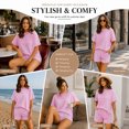 thumbnail image 6 of Carlikeit Casual Summer Matching Set for Women, Ribbed Short Sleeve Top and Shorts Outfit with Pockets, Loose Fit Cruise and Vacation Lounge Set, 6 of 6