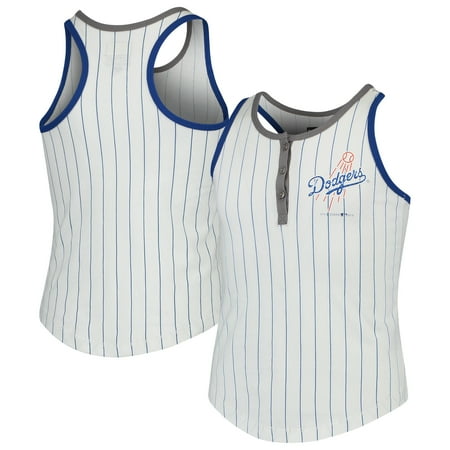 - Los Angeles Dodgers New Era Girls Youth Pinstripe Jersey Racerback Tank Top - White/Royal
