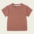 thumbnail image 4 of KPOPLK Newborn Baby Boys T-Shirts Infant Short Sleeve Crewneck Solid Basic Tees Casual Tops 0 3 6 9 18 24 Months Size 6-9 Months,Brick Red, 4 of 9