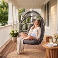 thumbnail image 3 of RADIATA Patio Hanging Egg Chair Without Stand, Foldable 5" Thick Cushion Wicker Rattan Egg Swing Chair, Indoor Outdoor Patio Porch Balcony Chair for Ceiling Tree Pergola Hanging, 350 lb, Dark Gray, 3 of 10