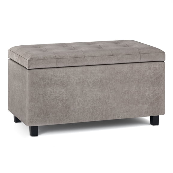 Homestock Retro Relaxation  34 Inch Wide Rectangle Storage Ottoman