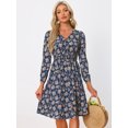 thumbnail image 3 of INSPIRE CHIC Robe Midi à Manches Longues Imprimé Floral Col en V pour Femmes, 3 of 5