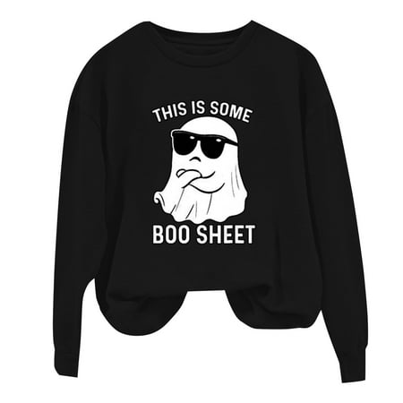 

WUDATI Women s Hoodie Long Sleeve Casual Halloween Print Letter Pullover Top Fashion Drawstring Hooded Sweatshirt Versatile Round Neck Comfortable Soft Stretchy Fabric for Spring Fall Winter Pair