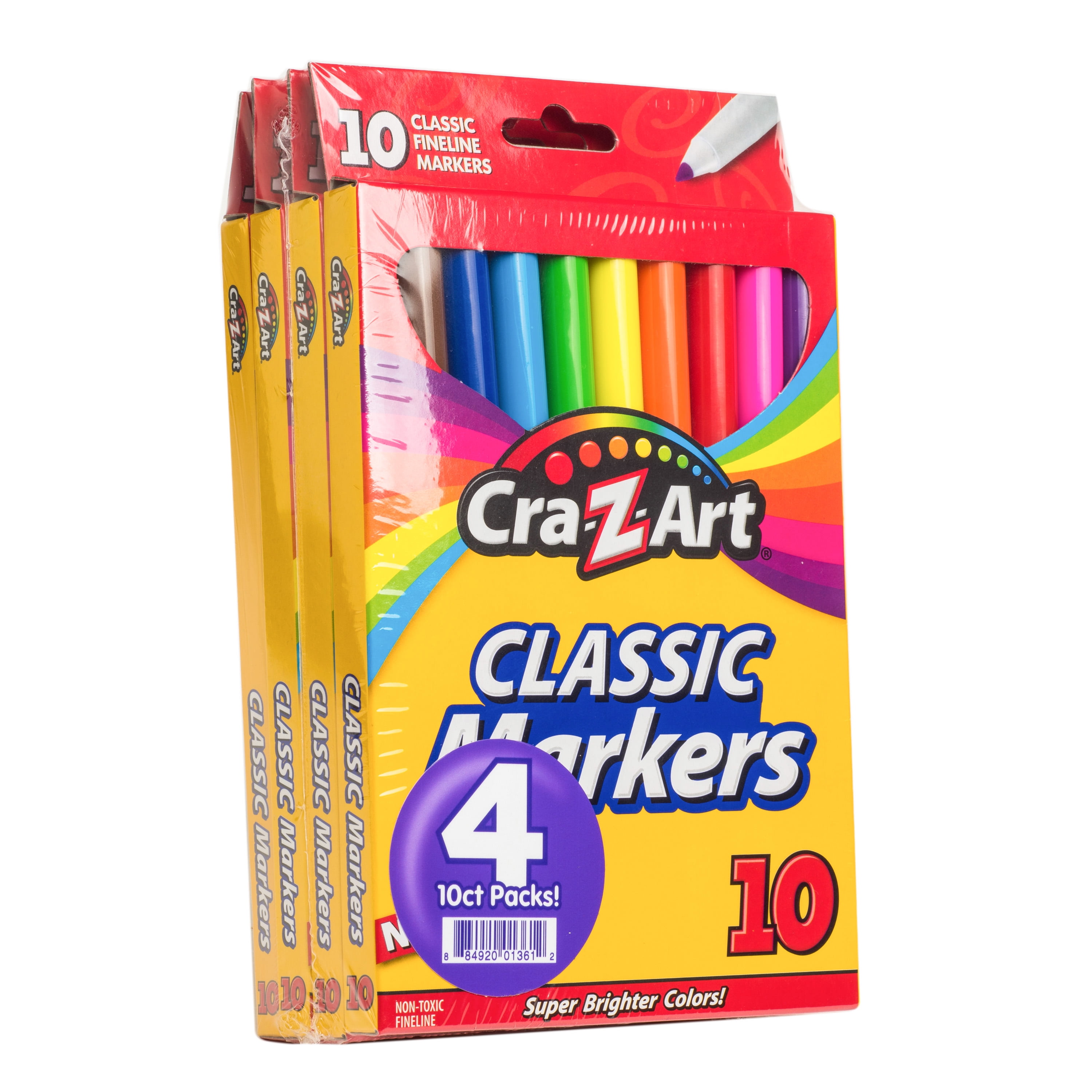 Cra-Z-Art Washable Fineline Markers, Fine Bullet Tip, Assorted Colors, 40/Set