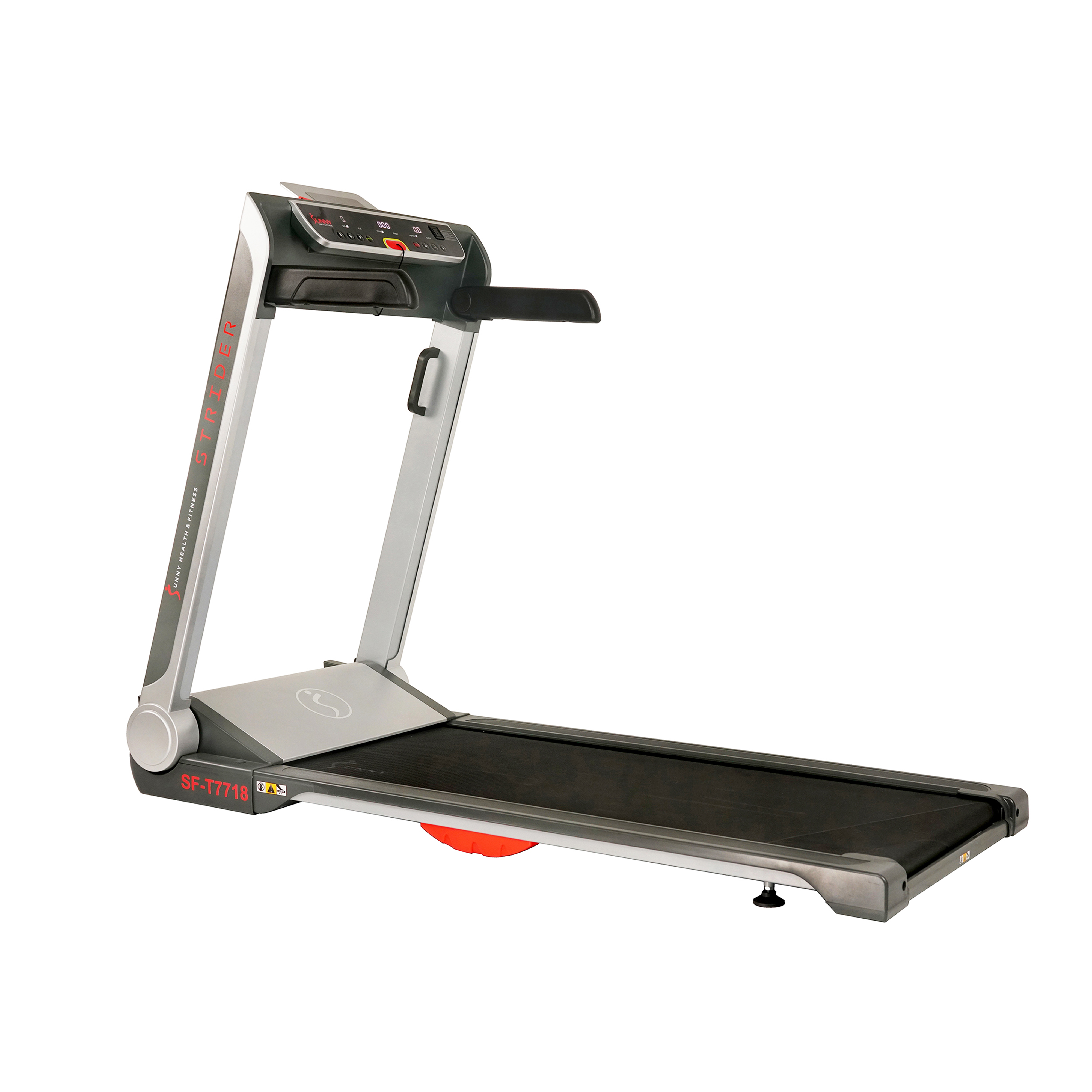 Sunny Health & Fitness Motorized Folding Running Treadmill, 20" Wide Belt, Flat Folding & Low Profile for Portability with Speakers for USB and AUX Audio Connection - Strider, SF-T7718 - image 3 of 9