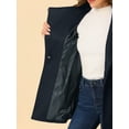 thumbnail image 6 of INSPIRE CHIC Women's Classic Stand Collar Long Sleeve Winter Belted Long Coat L Dark Blue, 6 of 8