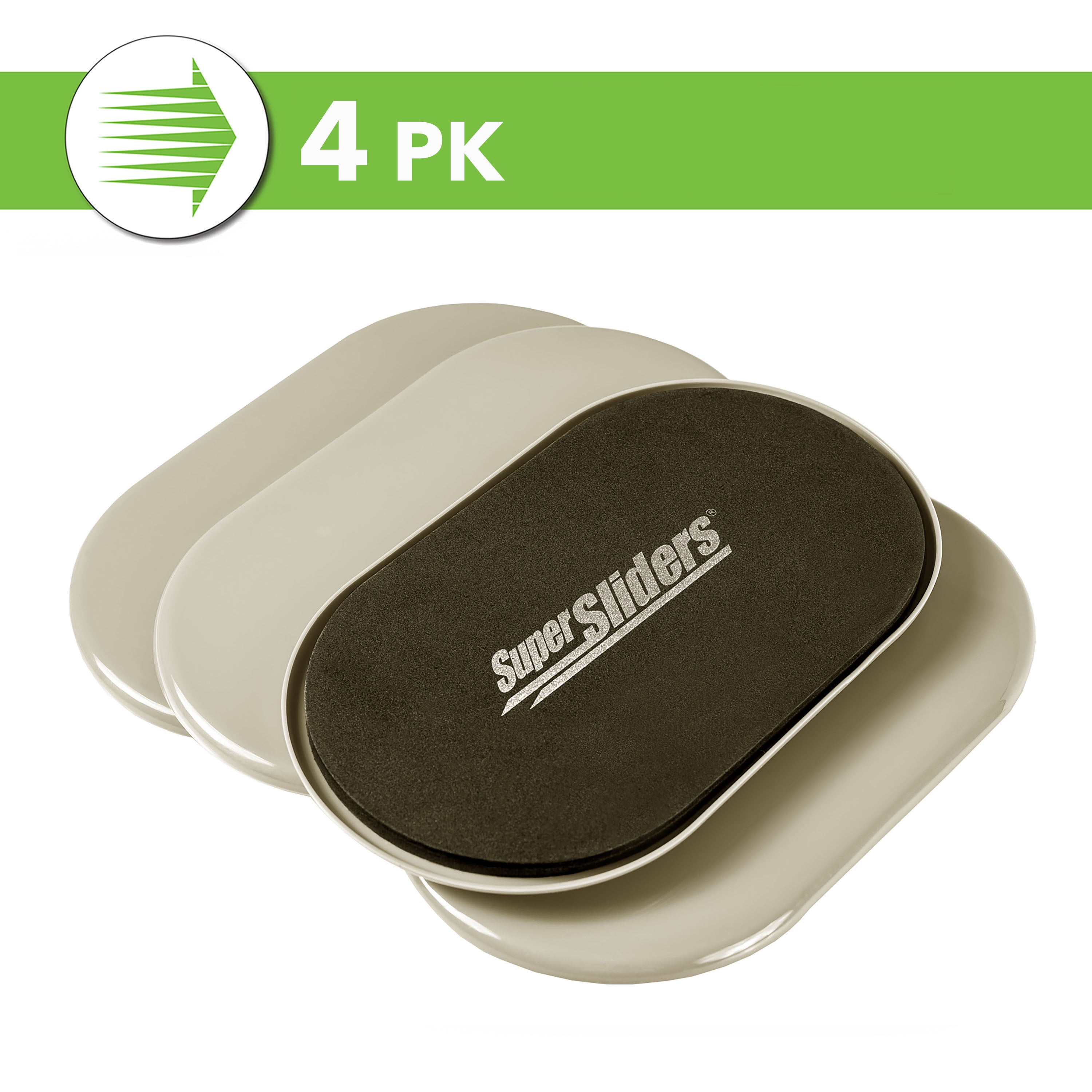 Super Sliders 3-1/2" x 6" Oval Furniture – 4 Pack, Smooth Plastic Sliders for Carpeted Surfaces (Beige)