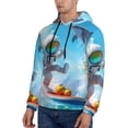 thumbnail image 3 of Naloa Astronaut Tropical Dolphin Men's Casual Hooded Collar Drawstring Hoodies Pullover Sweatshirts Casual Long Sleeve Shirts-3X-Large, 3 of 7