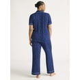 thumbnail image 4 of Joyspun Women’s Notch Collar Top & Long Pants Pajama Set, 2-Piece, Sizes S-3X, 4 of 5