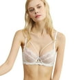 thumbnail image 2 of Women's Minimizer Bra Full Coverage Sheer Lace Bra Underwire Unlined Bra(White,38C), 2 of 6