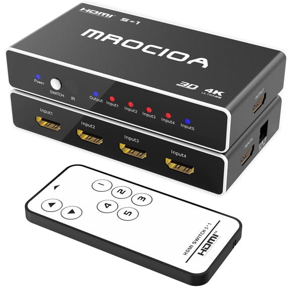 Mrocioa Hdmi Switch , 5 in 1 Out HDMI Splitter  with Remote Control, HDMI Switcher for TV, Monitor, Projector, PS4 Pro, Xbox