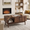 thumbnail image 2 of YouTrend Fluted Lift Top Coffee Table with Storage, Rising Coffee Tables with Hidden Compartment, Wood Center Table for Living Room Office, Brown, 2 of 7