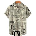 thumbnail image 3 of Camisa hawaiana con estampado 3D de periódico para hombre, camisas casuales de moda de uso diario, camisas de manga corta, blusas con botones, ropa unisex de gran tamaño con solapa 2024, 3 of 5