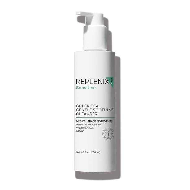 Limpiador facial Replenix Green Tea, suave y calmante, 200 ml