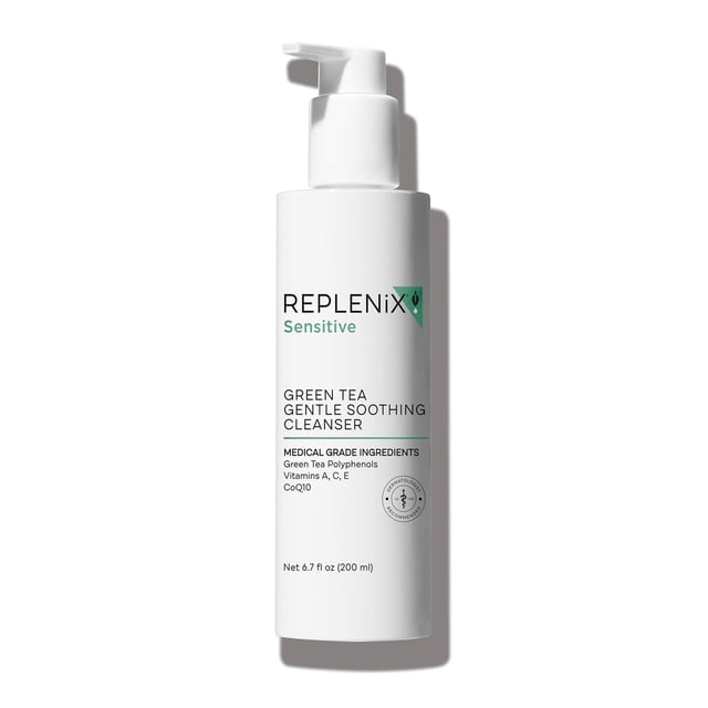 Limpiador facial Replenix Green Tea, suave y calmante, 200 ml