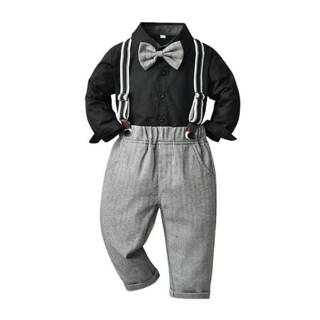 

Toddler Boys Long Sleeve T Shirt Tops Pants Child Kids Gentleman Outfits