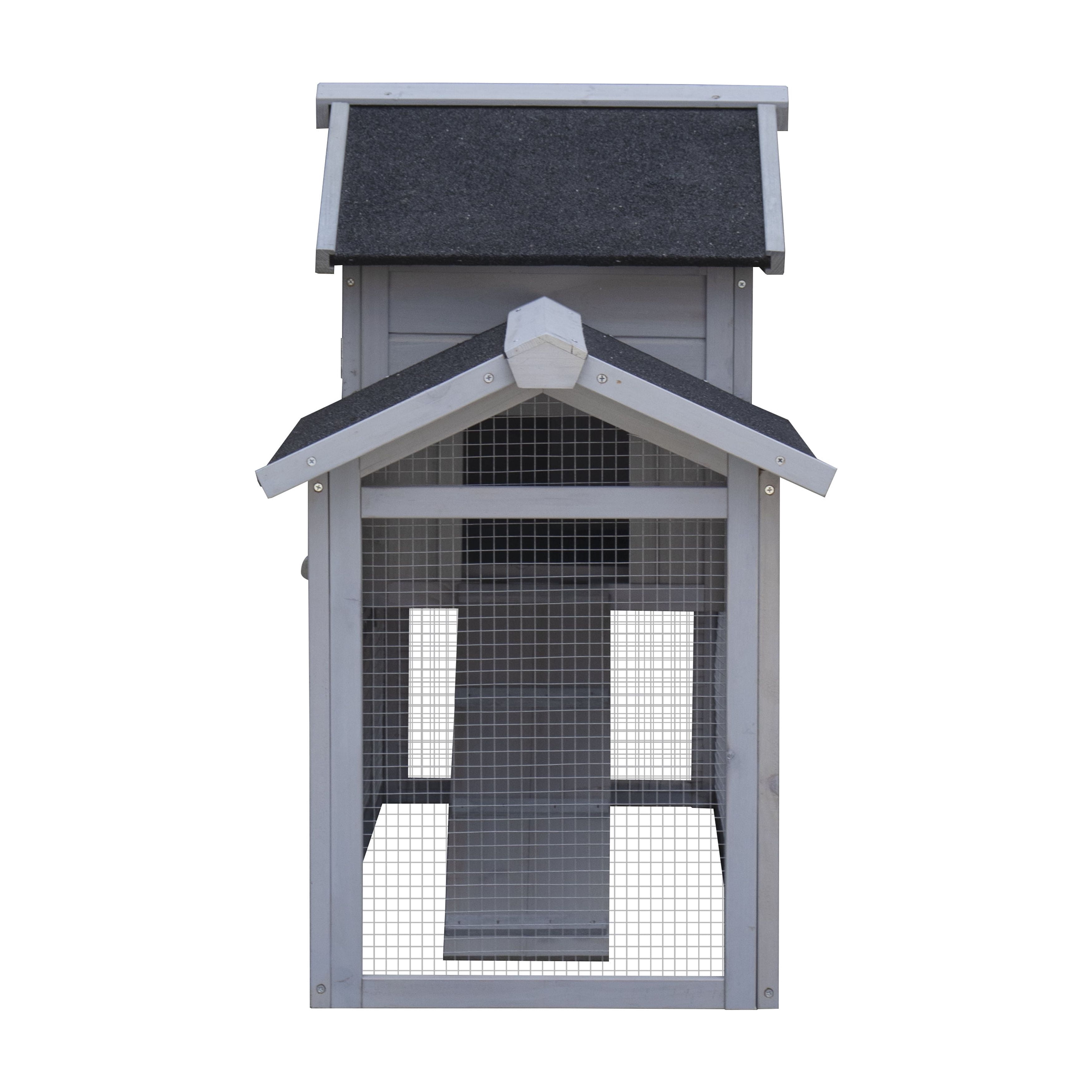 Rabbit Hutch Indoor & Outdoor Bunny Cage, Extensible Chicken Coop with Large Run Space, No-Leak Deeper Plastic Pull-Out Tray, Asphalt Roof Small Animal House