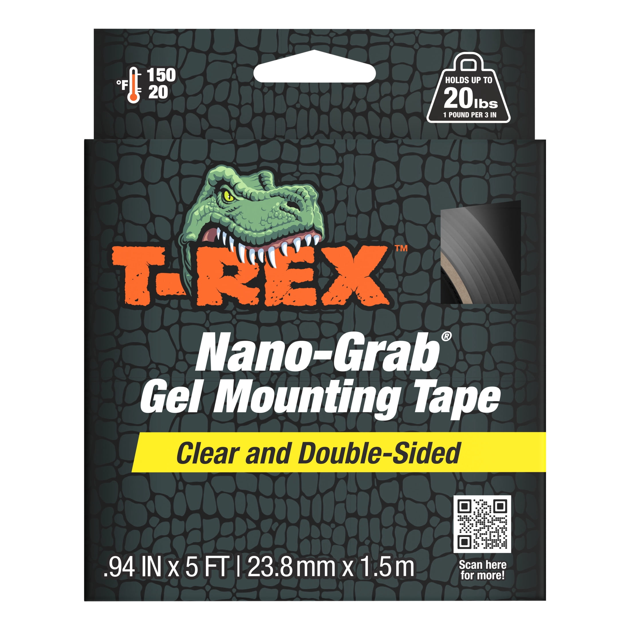 T-Rex .94 in. x 5 ft. Nano Grab Gel Mounting Tape, 1 Pack