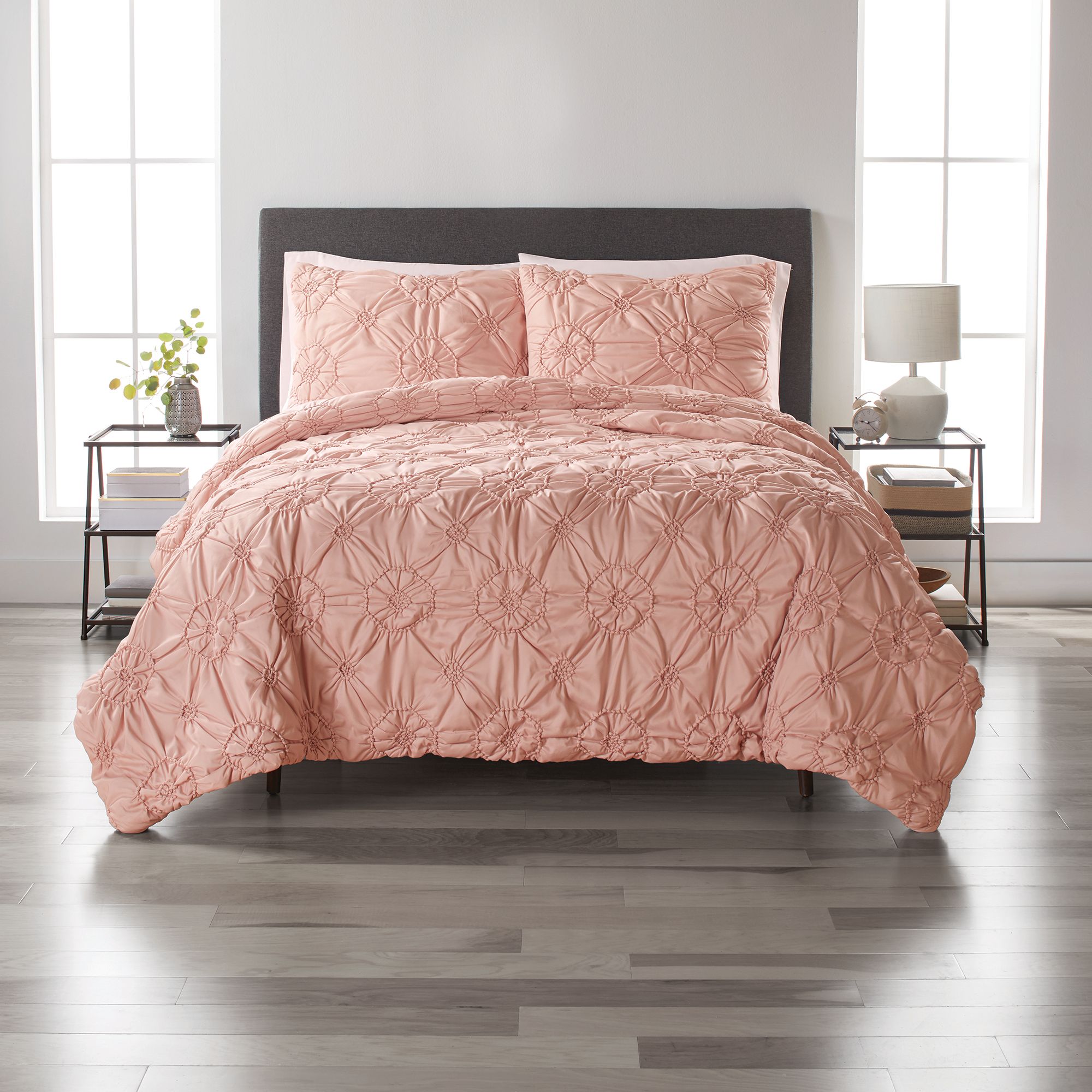 Better Homes and Gardens Elastic Pintuck 3-Piece Blush Comforter Set