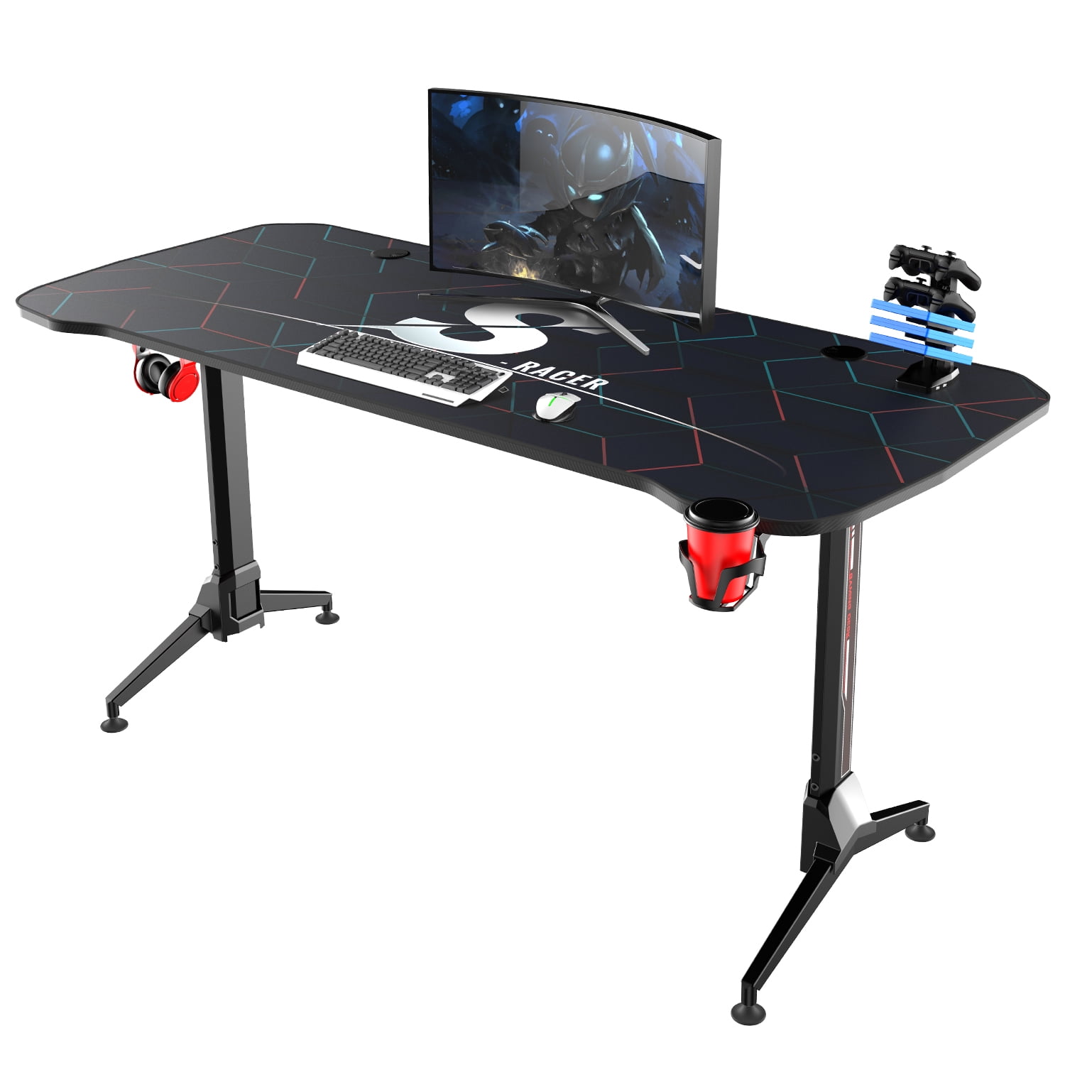 Walnew 63 Inches YShaped Legs Adjustable Height Computer Gaming Desk