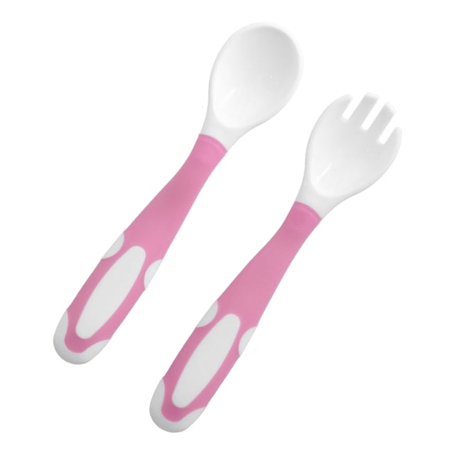 Baby Utensils Set, Baby Fork Spoon Set Training Spoon Silicone Rounded Tip Easy Clean Bendable With Case For Self Feeding