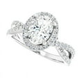 thumbnail image 2 of Dash Jewel Silver 14K White Gold Over Ring - 1.3 Ct VVS1/D Oval Cut Lab Created Simulated Diamond Ring - Multi Diamond Infinity Twisted Criss Cross Over Shank Engagement Wedding Ring For Her, 2 of 8