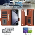 thumbnail image 3 of TECH CIRCLE for Samsung Galaxy Z Fold 3 Wallet Case with RFID Shielding Card Holder & S Pen Holder, PU Leather Flip Case with Magnetic Clasp Kickstand Heavy Duty Rugged Wallet Cover,Brown, 3 of 9