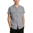 thumbnail image 3 of CAIXIA Boys Short Sleeve Button Down Shirt Cotton Woven Casual Shirts with Pockets for Kids, 3 of 7