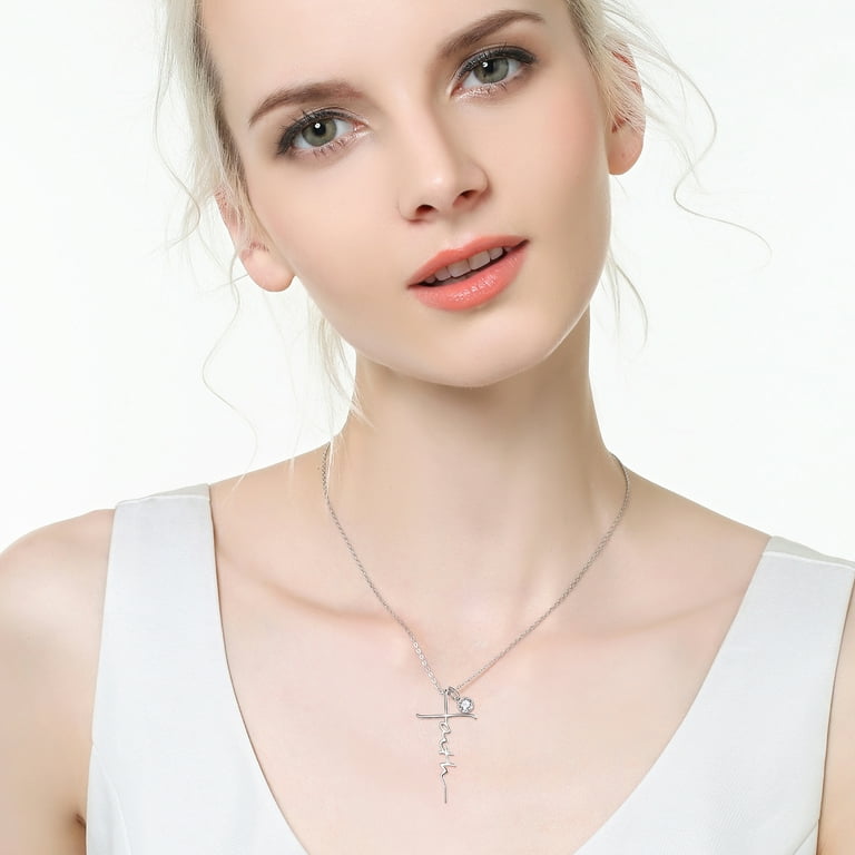 TANGPOET Faith Cross Necklace for Women Girls 925 Sterling Silver Faith Cross Religious Pendant Necklaces Jewelry Gift