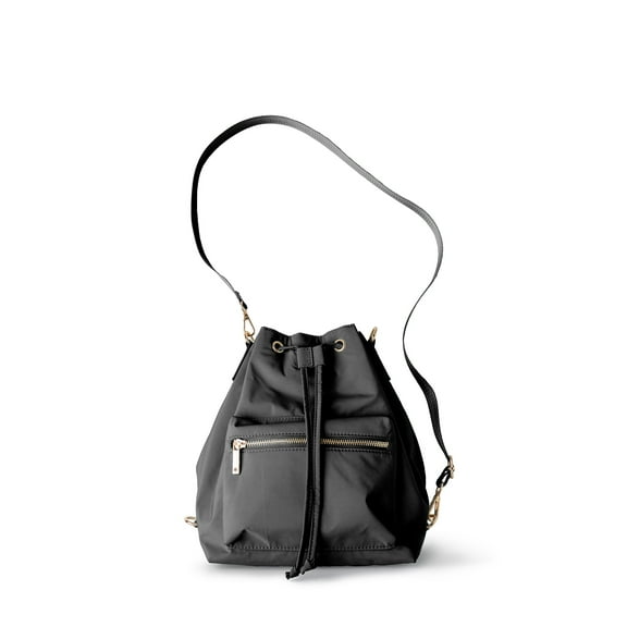 Kedzie Aries Convertible Bucket Bag 3-Way Backpack Crossbody Strap Purse, Black (Women's)