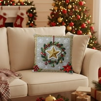 Litrail Christmas Linen Pillow Cover 17x17 Inch - Snowman Festive Design, Hidden Zipper, Machine Washable, High Quality Soft Durable, Sofa/Bed Holiday Christmas Decor