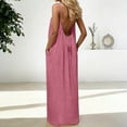 thumbnail image 5 of Laipiong Womens 2026 Summer Maxi Dress Casual Sleeveless Solid Color Backless Cami Dresses with Pockets Lightweight Trendy Loose Fit Sundress, 5 of 6