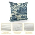 thumbnail image 4 of Asian Scenic Pillow Case Blue and Kelly Green Chinoiserie Euro Sham Pillow Cover Asian Cushion Cover  Accent Pillowcase Rustic Home Decor for Sofa Living Room Bedroom, 4 of 5