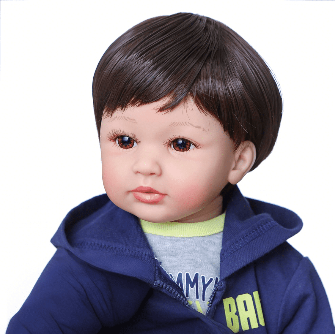 iCradle 24 inch 58cm Lovely Reborn Baby Doll Toddler Realistic Looking Lifelike Baby Dolls Vinyl Soft Cloth Body Pasted Wig Hair Newborn Babies Xmas Gift for Kids 3+