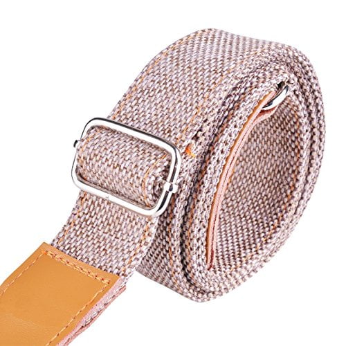 Rinastore Ukulele Strap Country Style Soft Cotton Linen Leather